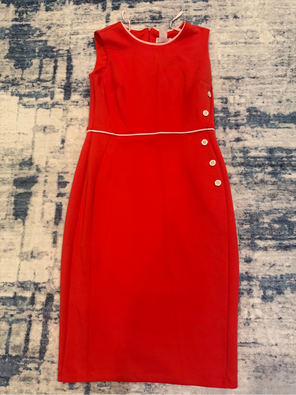 Enfocus Studio Red Sheath Dress with White Trim